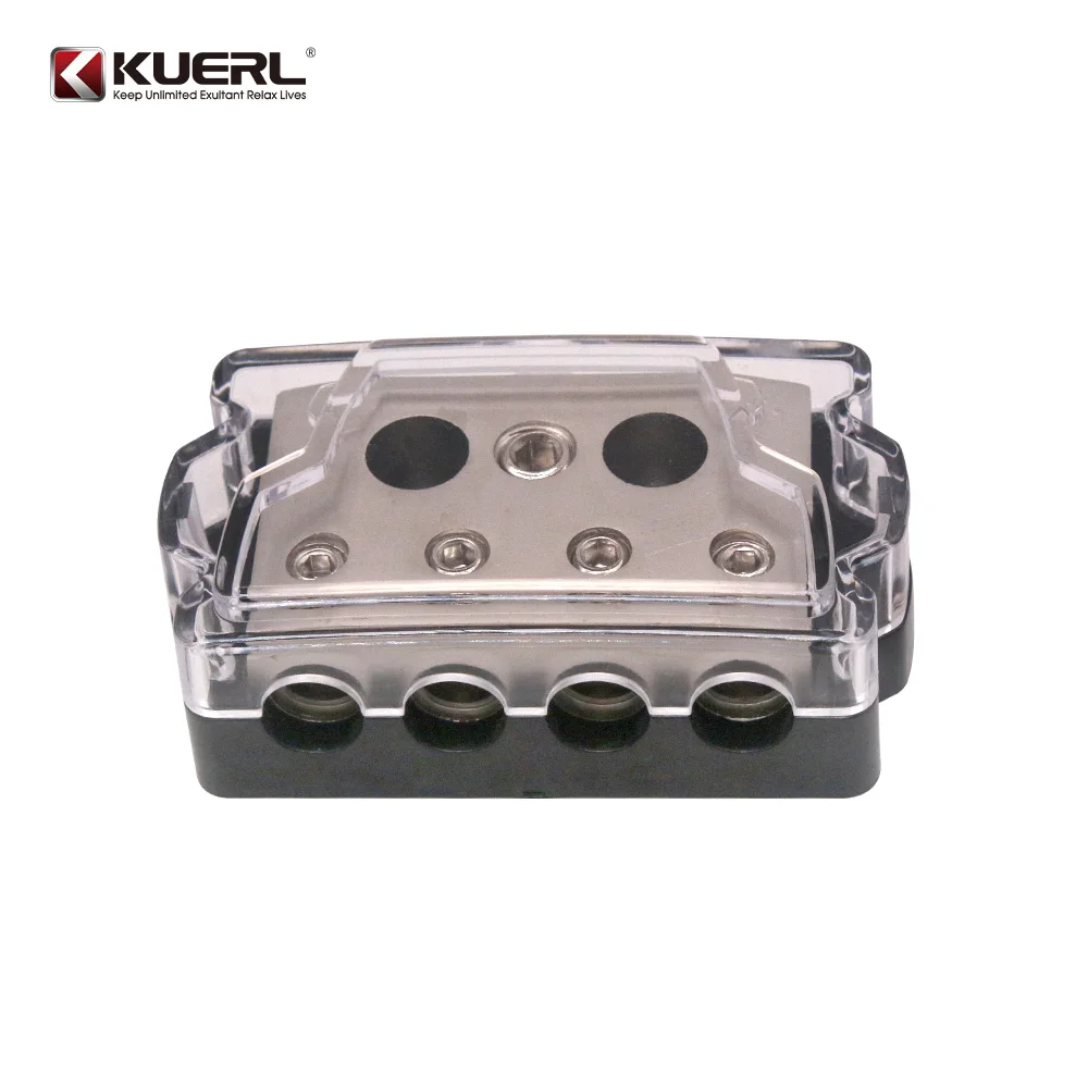 Car audio power splitter block 0GA input 4*4GA output zinc alloy conductor splitter block metal power distribution module