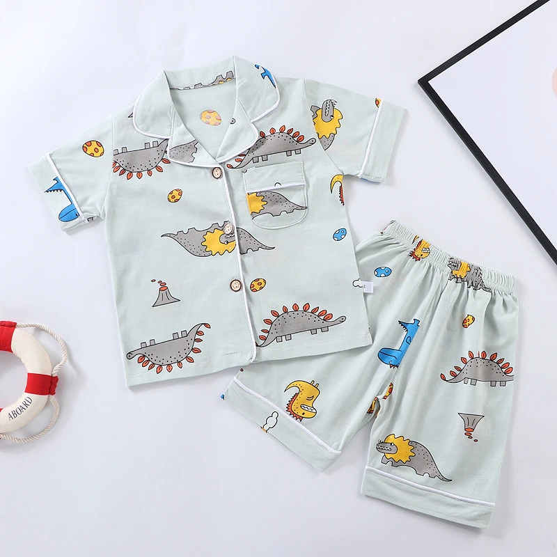 2022 Kid Cheap Short-sleeved suits Girls Boys Cotton Print Summer Home wear Soft Children Pajamas