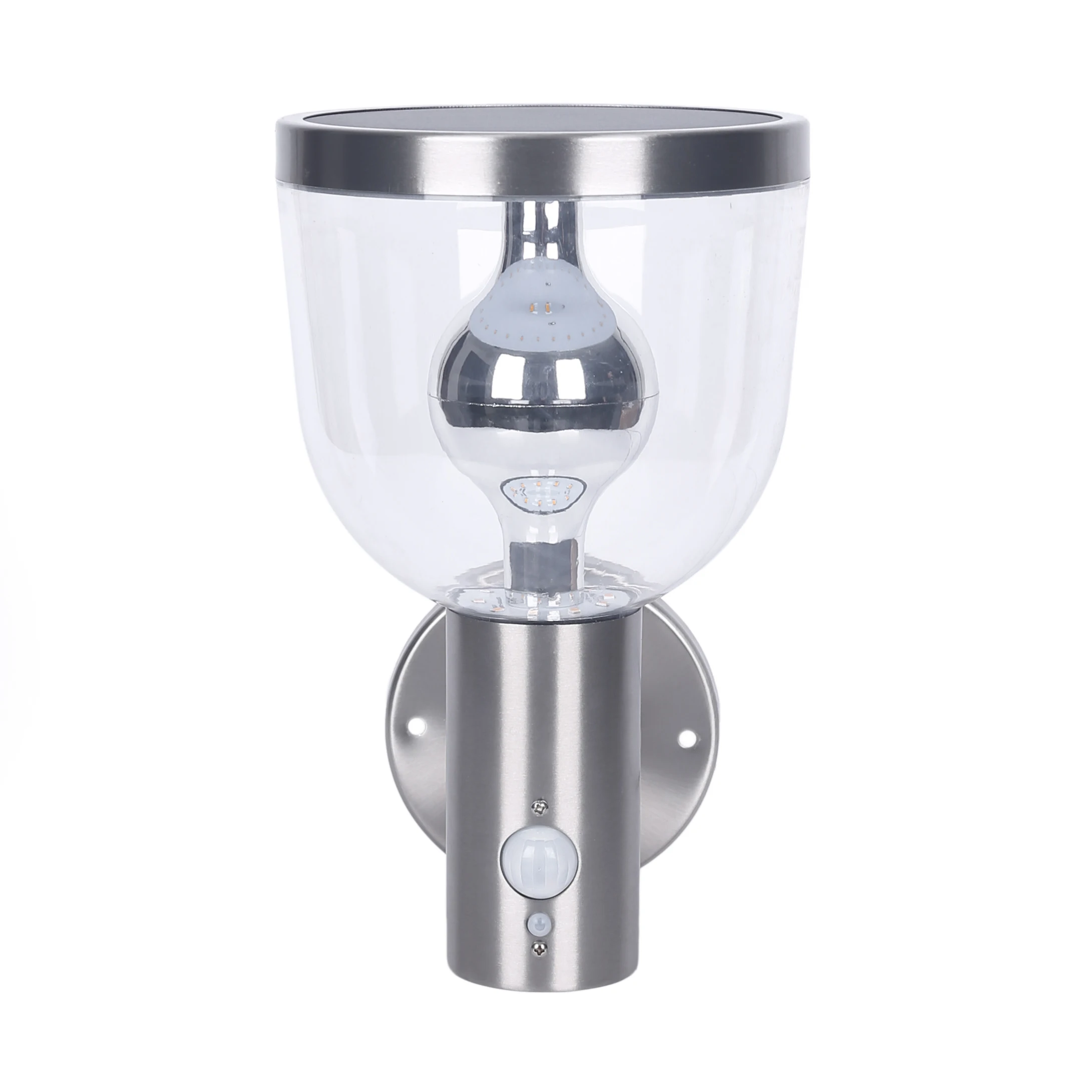 Super brightness solar motion sensor wall light with clear glass shade