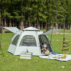 CLM Polyester Waterproof Glamping Outdoor Camping Beach Automatic Quick Open Hexagonal Family Tent