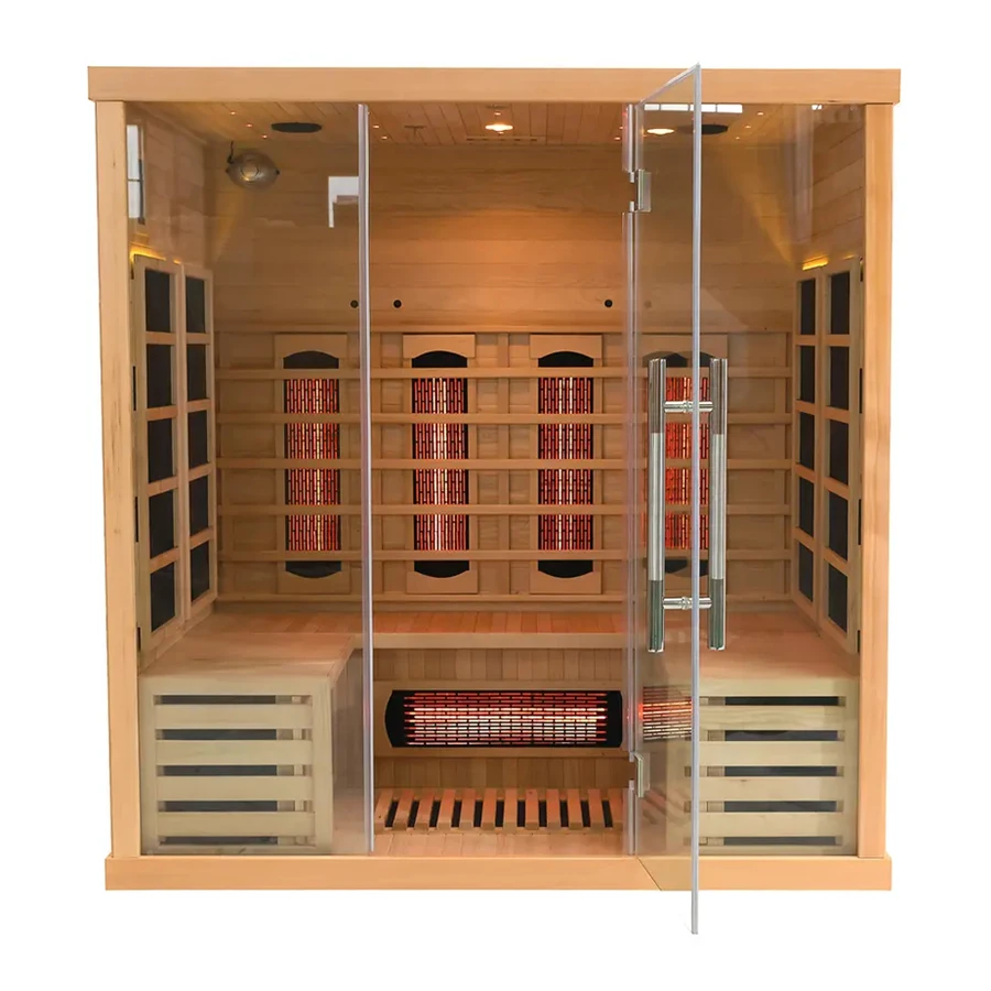 4 person indoor infrared sauna rooms with black glass