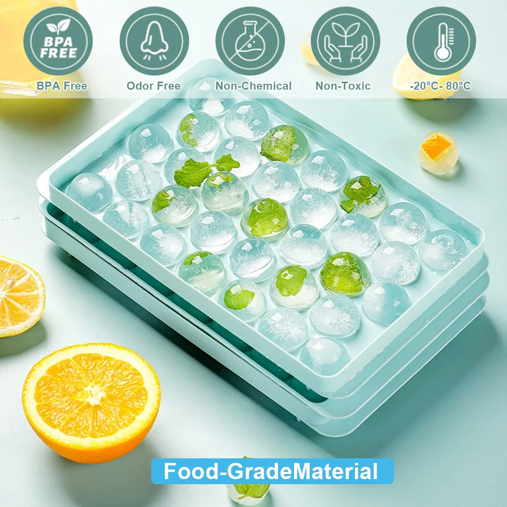 ice ball maker mold ice moulds round ice cubes trays with lid and bin for beers for freezer stackable