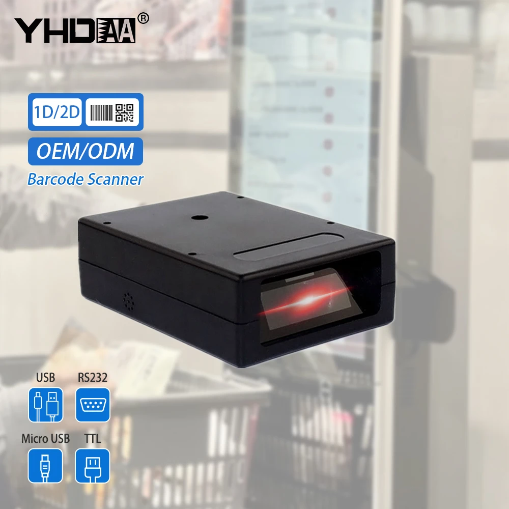 YHDAA 1D 2D Fixed Mount Barcode Reader OEM Scanning Engine Embedded Barcode Scanner Module for Kiosk Machine