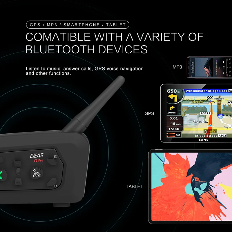 EJEAS V6 6 riders connect 800m waterproof Bluetooth headset motorcycle intercom