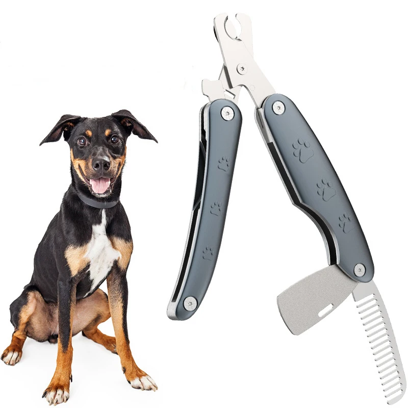 
Hot models dog pet nail clippers scissors stainless steel multi-function comb file folding nail clipper 