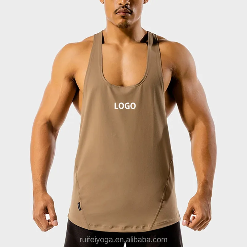 Custom Printed Logo Summer Bodybuilding Muscle Y Back Sleeveless Shirts Running Singlet Plus Size Gym Men Stringer Tank Top