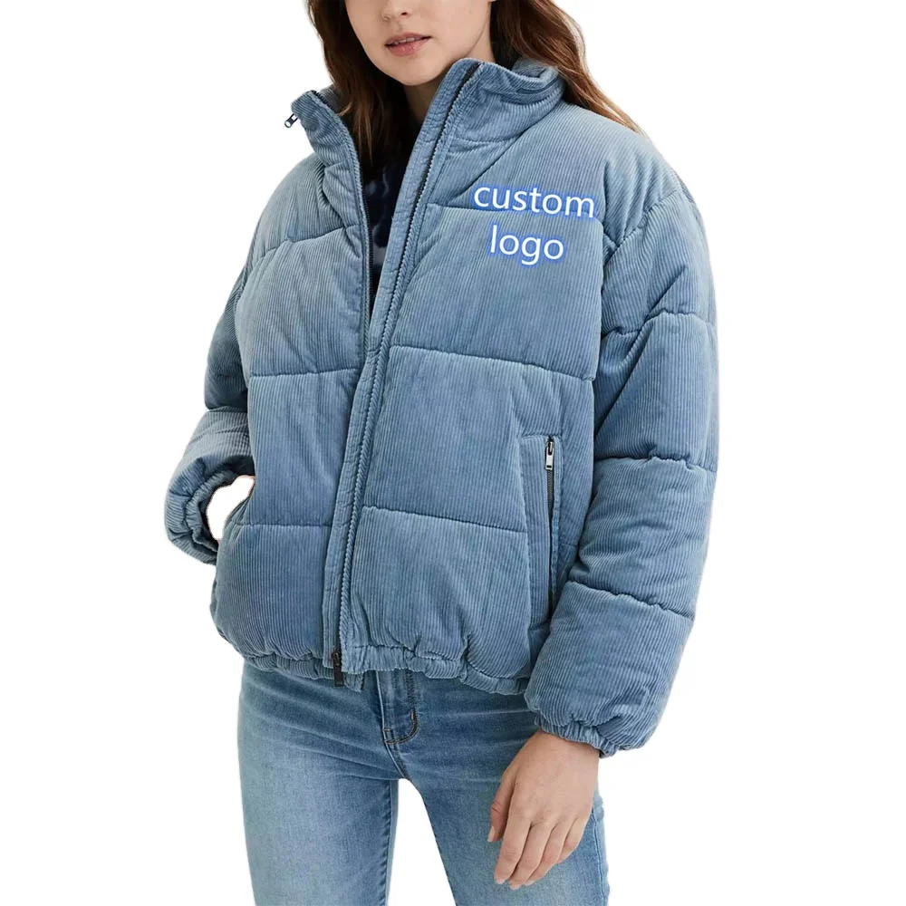 China wholesale trendy bubble woman fur coats 2020 down corduroy puffer plus size jacket winter autumn coat