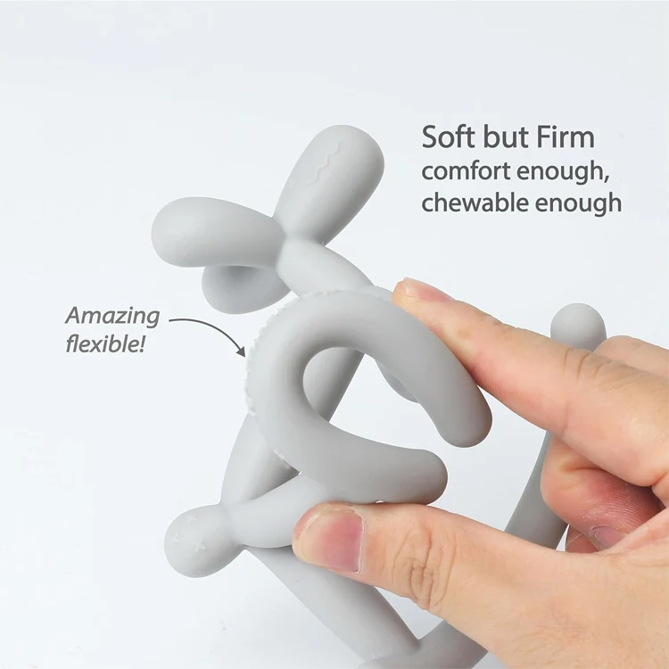 2024 Latest Design Easy-to-Hold Silicone Baby Teether Unisex Infant Teething Toys for 0-6 Months Babies