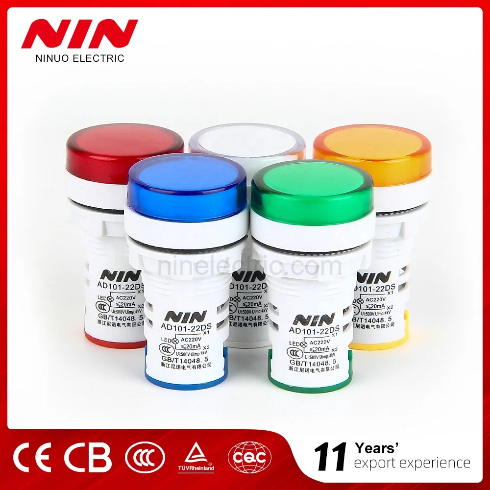 Nin hot sale 22mm AD16-22DS 6-380V high quality industrial pilot light signal lamp indicator light color white body