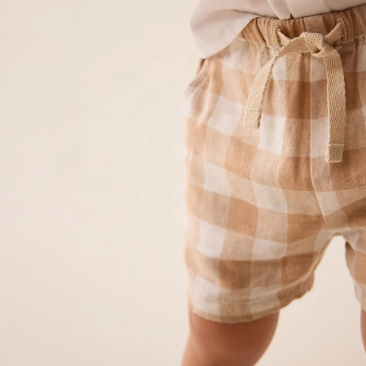 Latest Fashion Casual Checkers Summer Knitted Jogger Baby Toddler Shorts For Kids Shorts