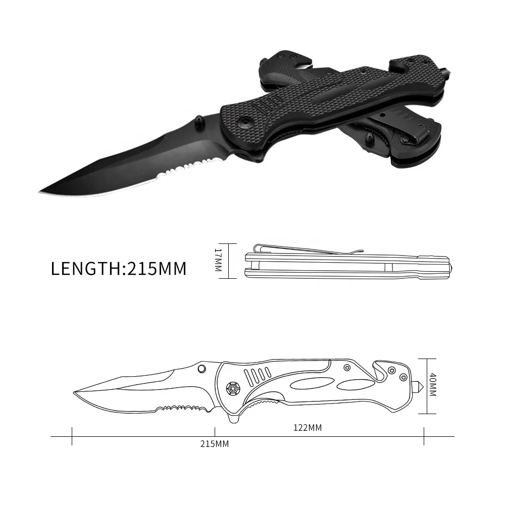 
Spot black portable multifunctional G10 folding knife outdoor tactical camping knife 
