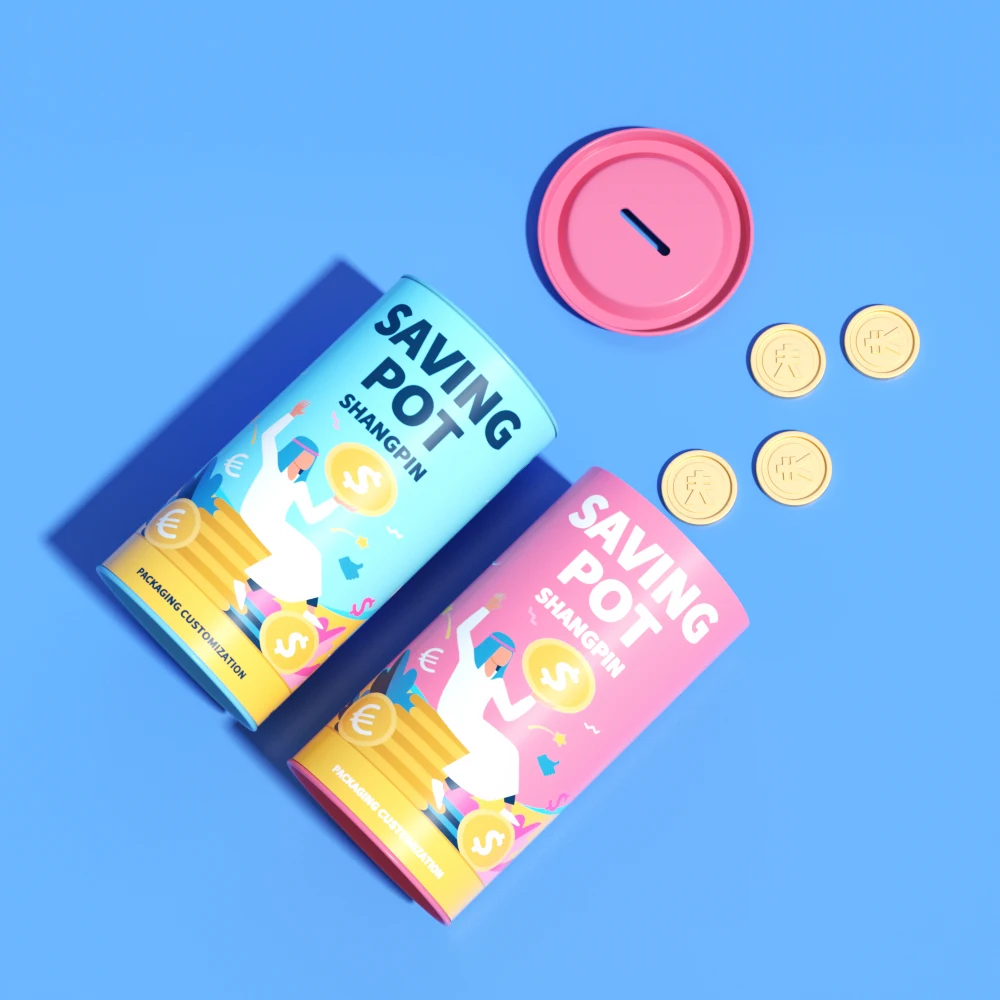 Promotional Colorful Metal Coin Slot Lid Custom Design Cylinder Waterproof Coin Bank Piggy Bank Can Packaging Tube