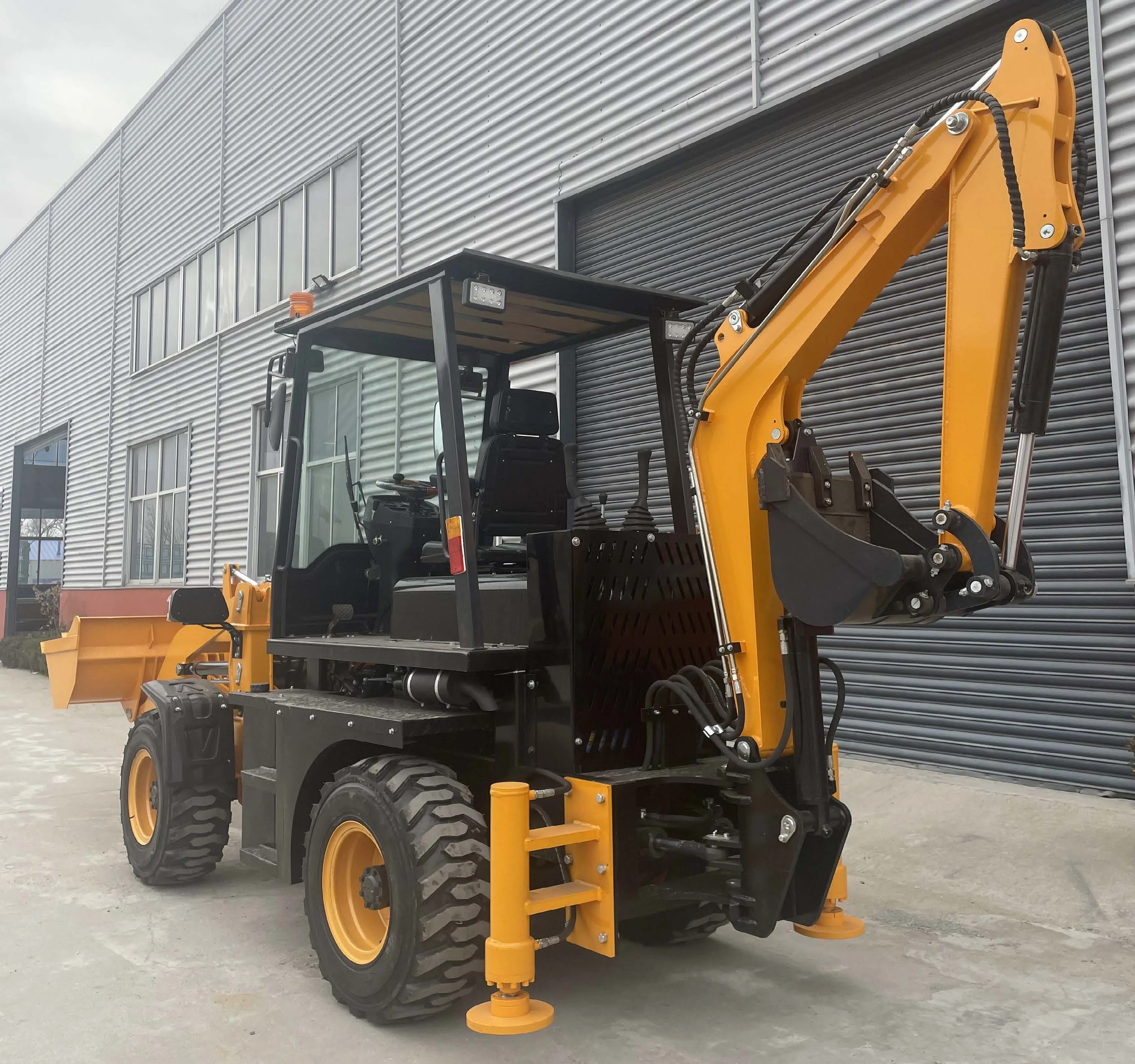 Backhoe Loader Excavator Front Loader Tractor Road Tyre Unique Cylinder Long Power Backhoe Loader Excavator