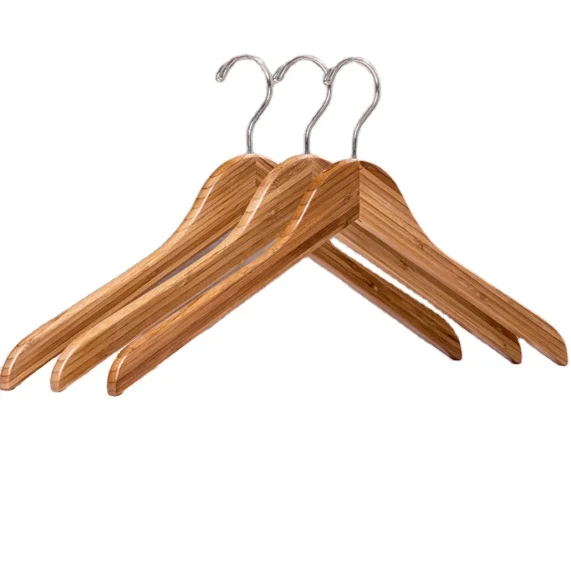 China Import Factory Wholesale ECO Friendly Non Slip Natural Bamboo Suit Coat Hangers