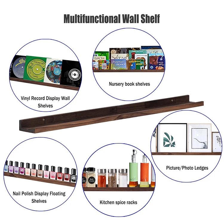 K&B Bathroom Kitchen Rustic Wooden Wall Mounted Floating Wall Hanging Shelves