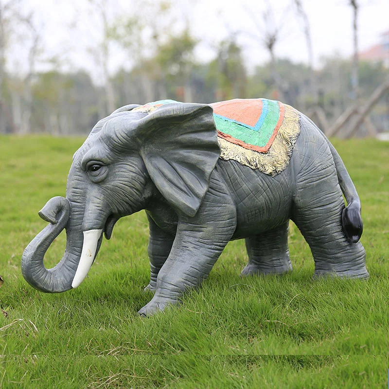 Statue Resin Statue Cute Elephants Large Animal Polyresin Sculpture For Garden Park School Decoration Life Size Resin Statue