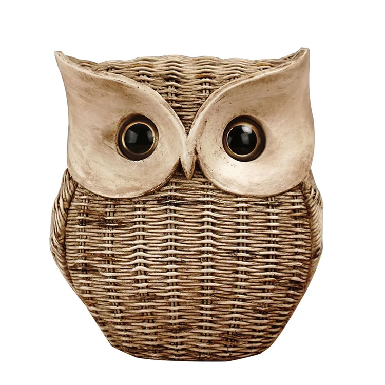 Modern Style Creative Owl Sculpture Figurine Statue Ornament Resin Craft Adornments For Home Table Bookshelf Decor