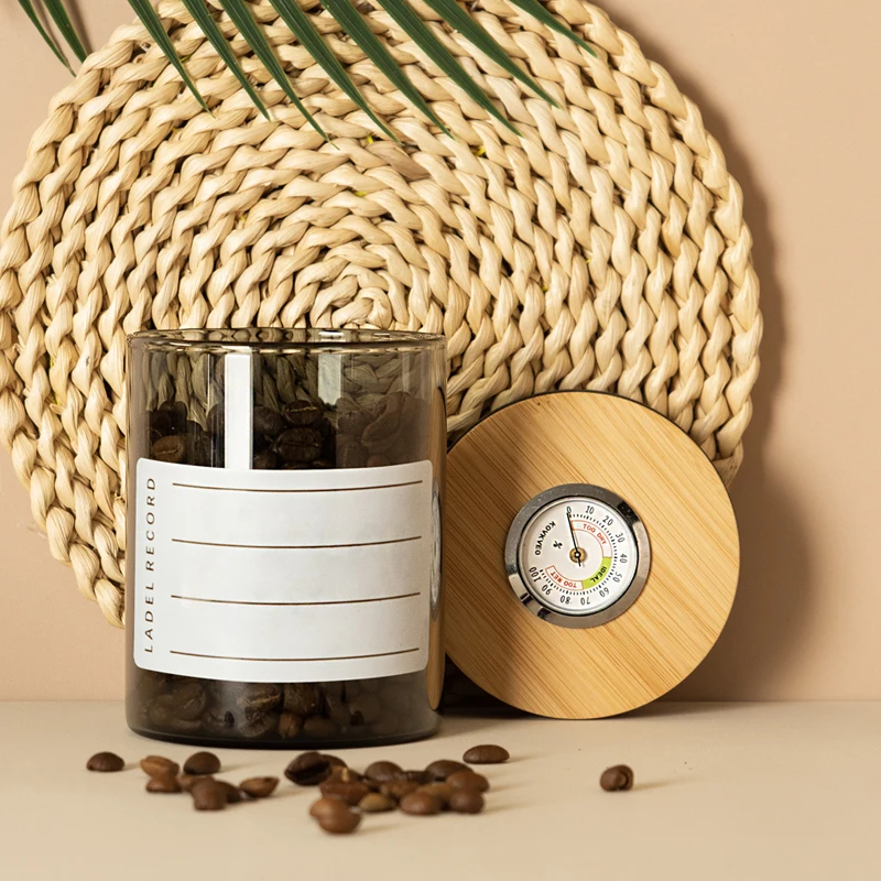 New Design 90ml/200ml Glass Storage Jar With Bamboo Lid UV Resistant Food Container Built-in Humidity Sensor for Kitchen Use