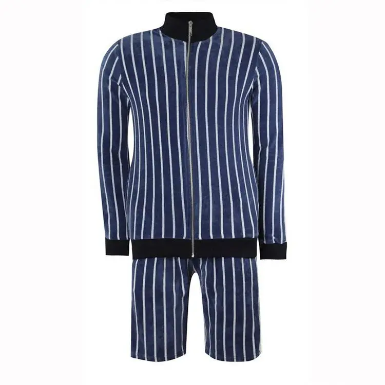 Factory Direct Oem Striped Short Velour Tracksuits Men 2020 Fashion High Quality Custom Design Oversize Running Suit