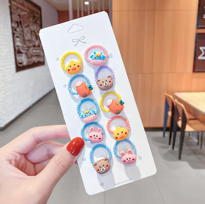 10pcs mini size hair accessories cute hair scrunchies baby cartoon hair ties