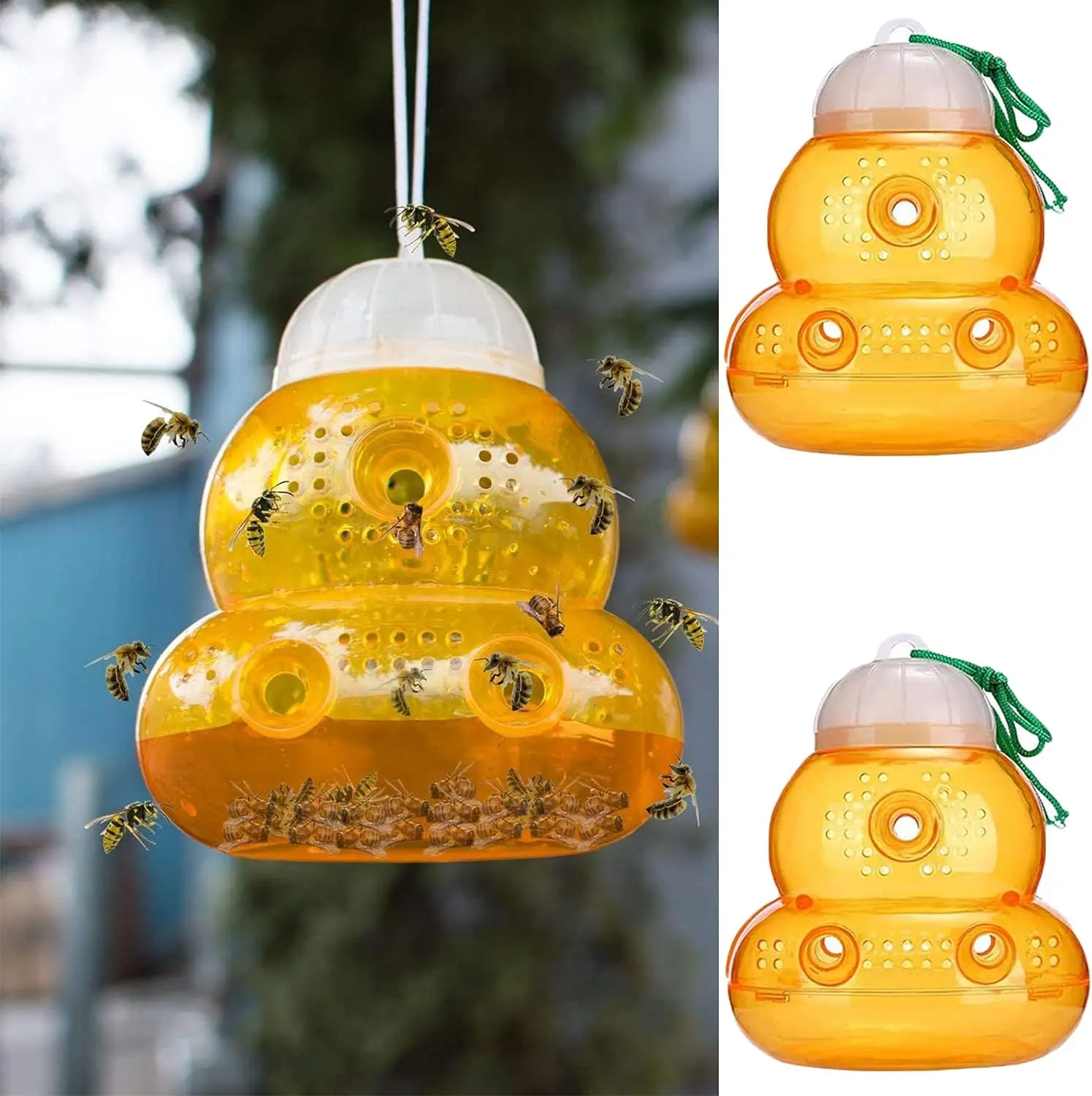 HeavyDuty Wasp Trap for Outdoor Use Hornet Traps Catcher with Hanging Design