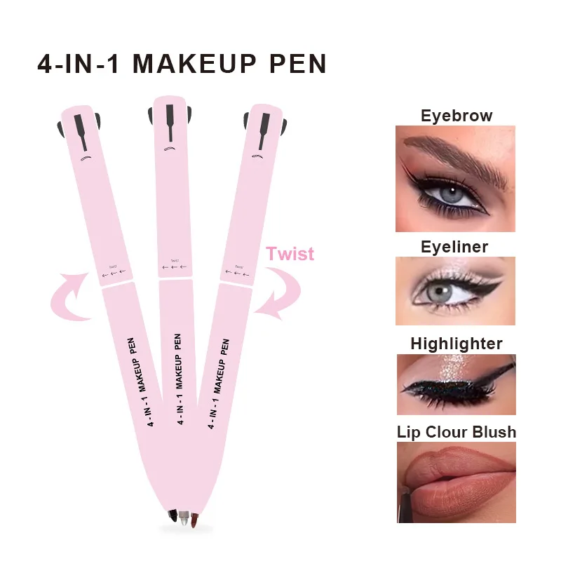 Beauty Versatile Touch Up 4-in-1 Makeup Multicolor Eyebrow Pencil Eyeliner Highlight Lip Liner 4 In One Makeup Pen