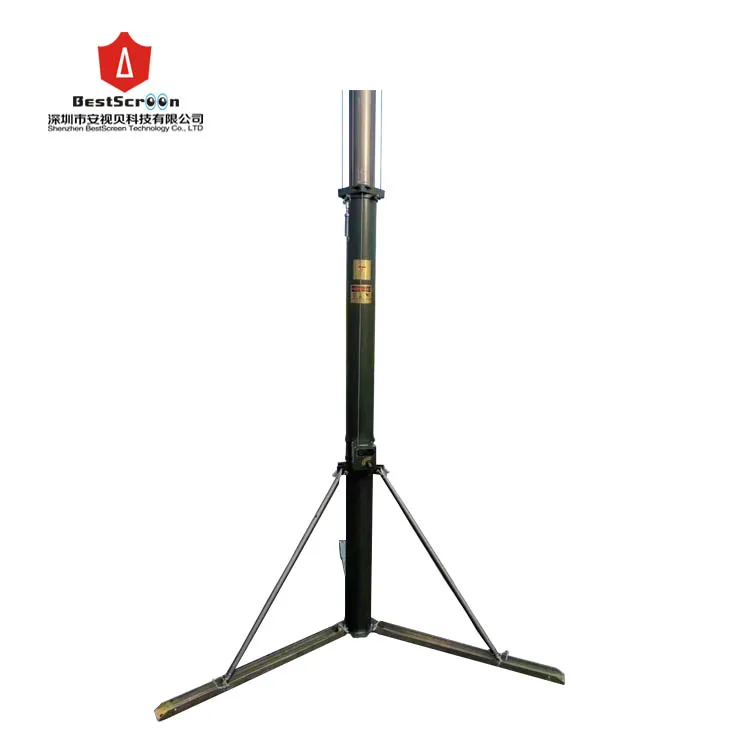 8m Mobile potable Manual handle winch telescopic mast for lighting Manual handle winch telescopic mast for antenna camera