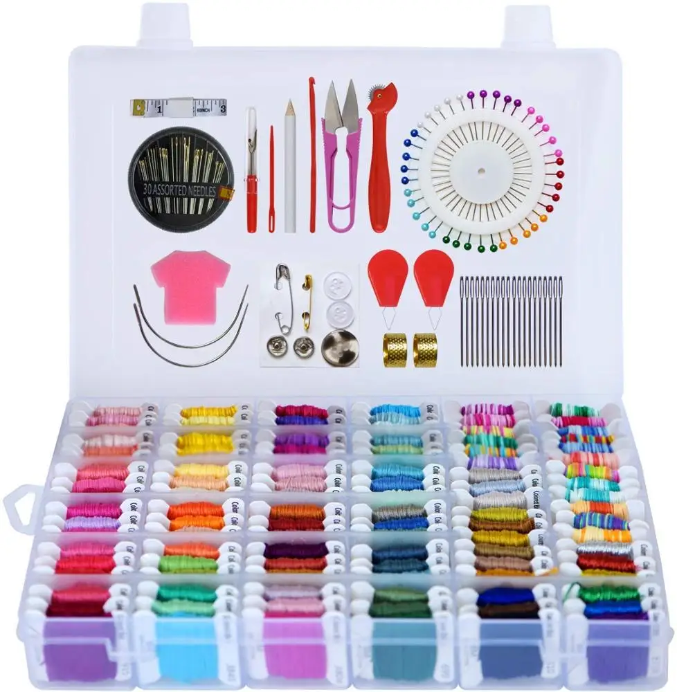 218pcs Embroidery Thread String Kits with Organizer Storage Box