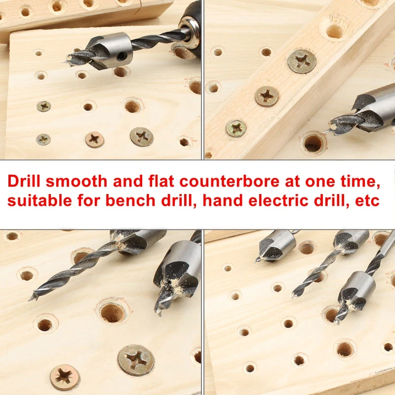 7pcs Woodworking Drill Bits Set 3mm-10mm High Speed Steel Wood Drilling Countersink drills