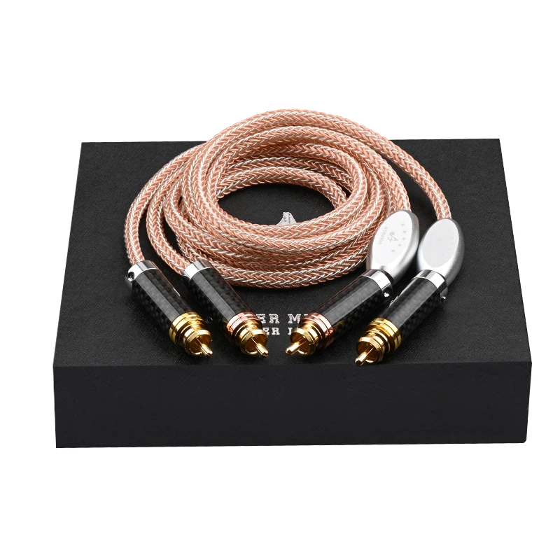 ATAUDIO 1 pair HiFi RCA Cable High Performance Premium OCC and pure silver Hi-Fi RCA to RCA audio Cable