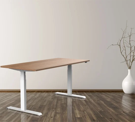 Ergonomic dual motor electric sit to stand height adjustable desk frame with keyboard tray