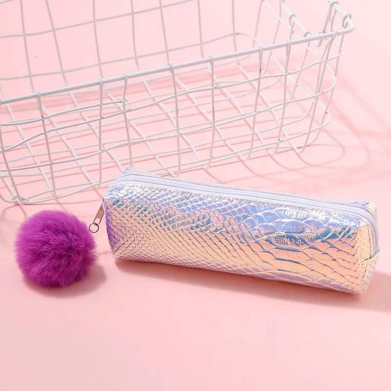 
Holographic Laser PU Leather pencil case wholesale custom laser PVC pouch bag for girl 