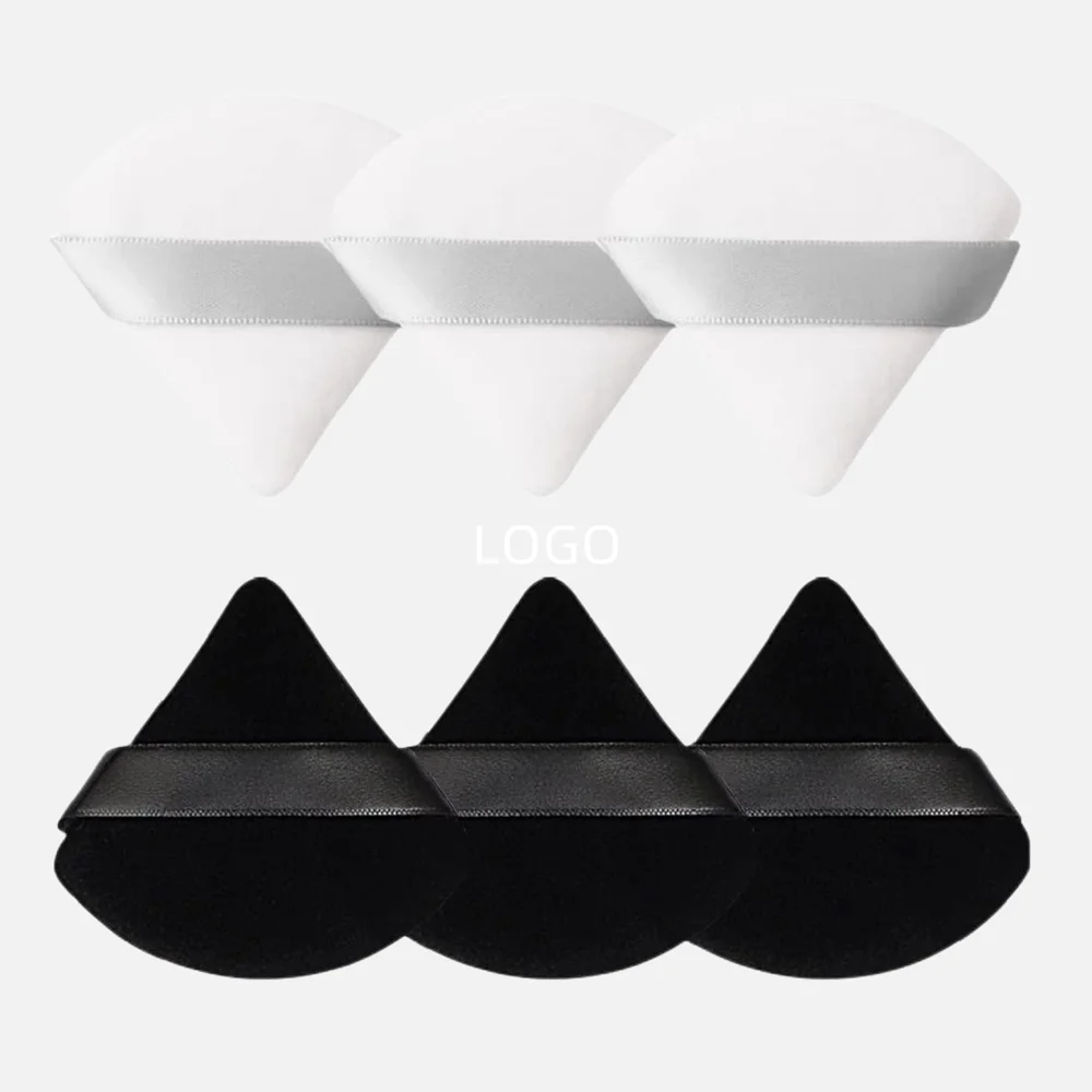 Private label Triangle Powder Puffs Soft Face Makeup Puffs for Loose Powder Cosmetic Foundation Made of Cotton Velour
