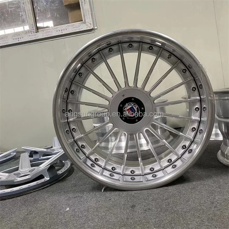 High quality custom 20 inch 3 pieces forged split wheel silver center reverse polished lip alpina alloy wheels for BMW  e38