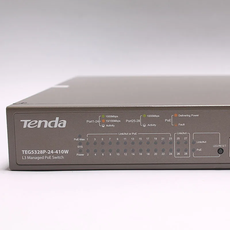 Tenda TEG5328P-24-410W L3 Managed PoE Switch 24 ports 4*1000mbps SFP PoE power 370W 802.1Q VLAN gigabit  POE switch
