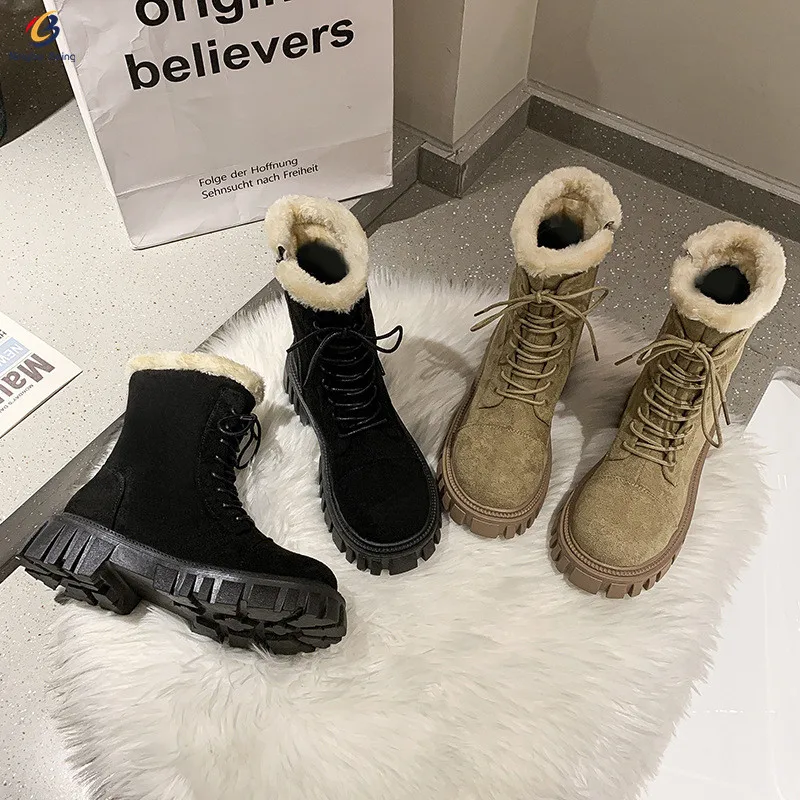 New arrival warm lining ladies wedge ankle boots outdoor snow boots winter boots for women