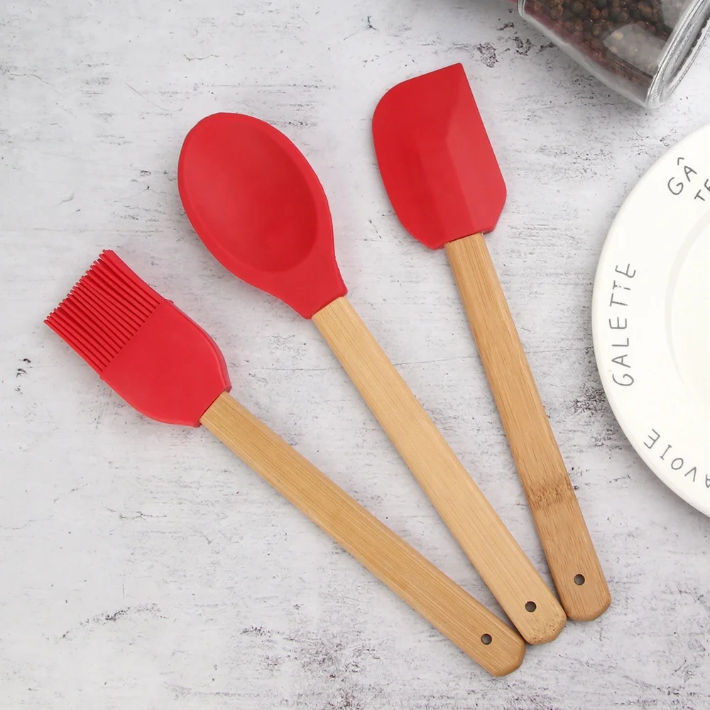 New Arrivals Scraper Set Pastry Cooking Tools 3PCS Silicone Baking Spoon Butter Spatula Set