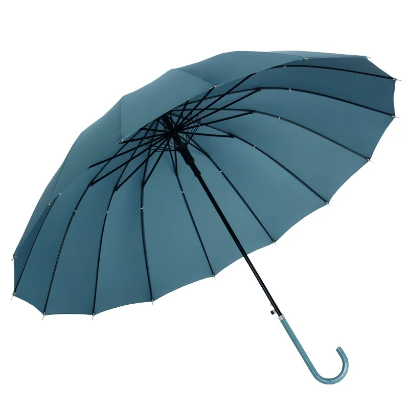China Manufacturer Eco-Friendly 16K Windproof Golf Umbrella Pu Leather Handle Straight Umbrella