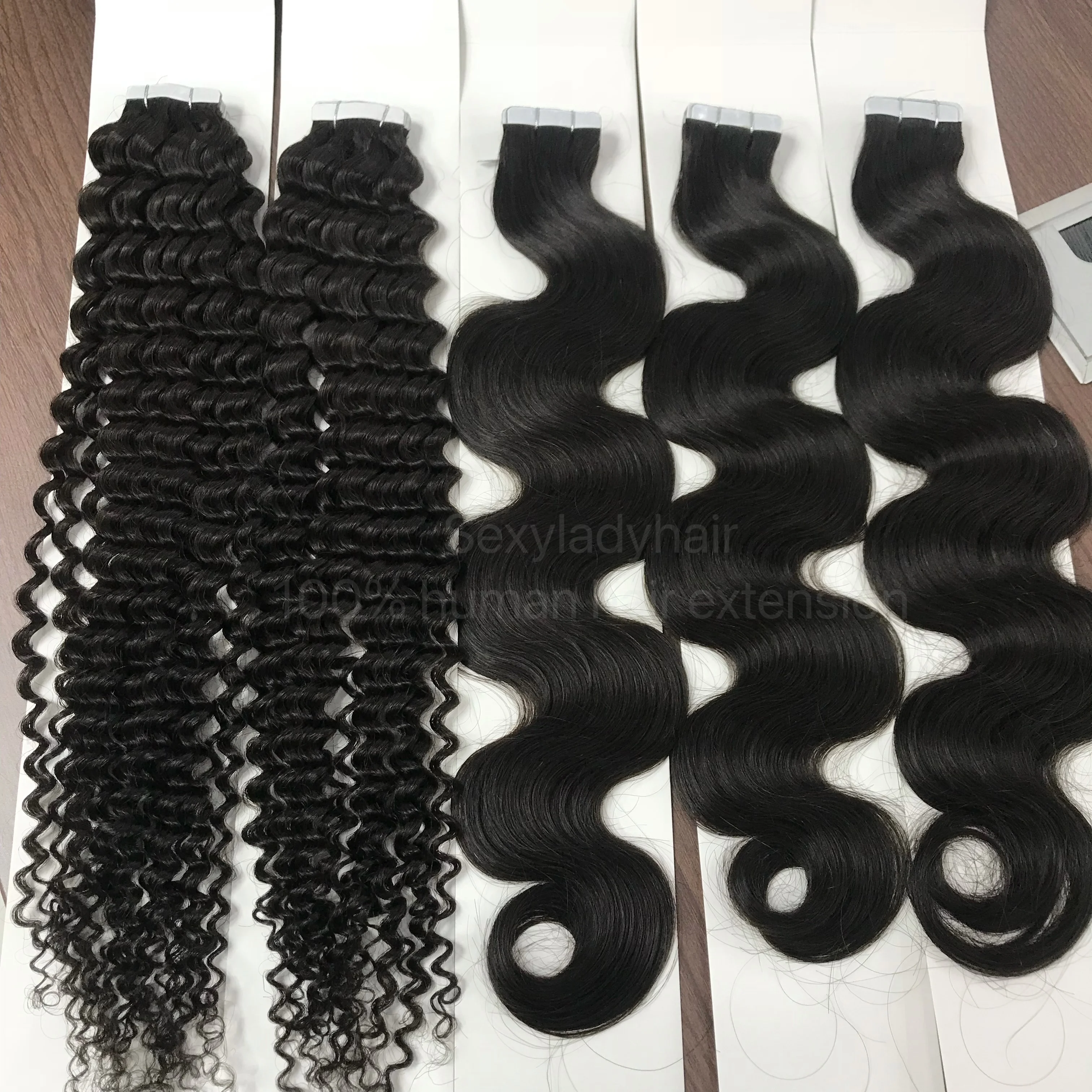 High quality 100% raw tape ins virgin human hair pack wholesale vendor custom color tape hair extension