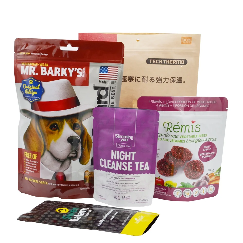 Custom Printed Plastic Doypack Stand Up Food Bag Zip Lock Zipper Ziplock Packaging Bags Standup Stand Up Pouch With Window