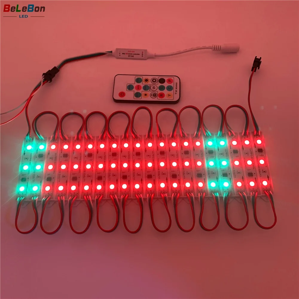 DC12V 0.72W ws2811 ws1903 IC  waterproof led chasing color light module with controller for outside bright sign channel letter