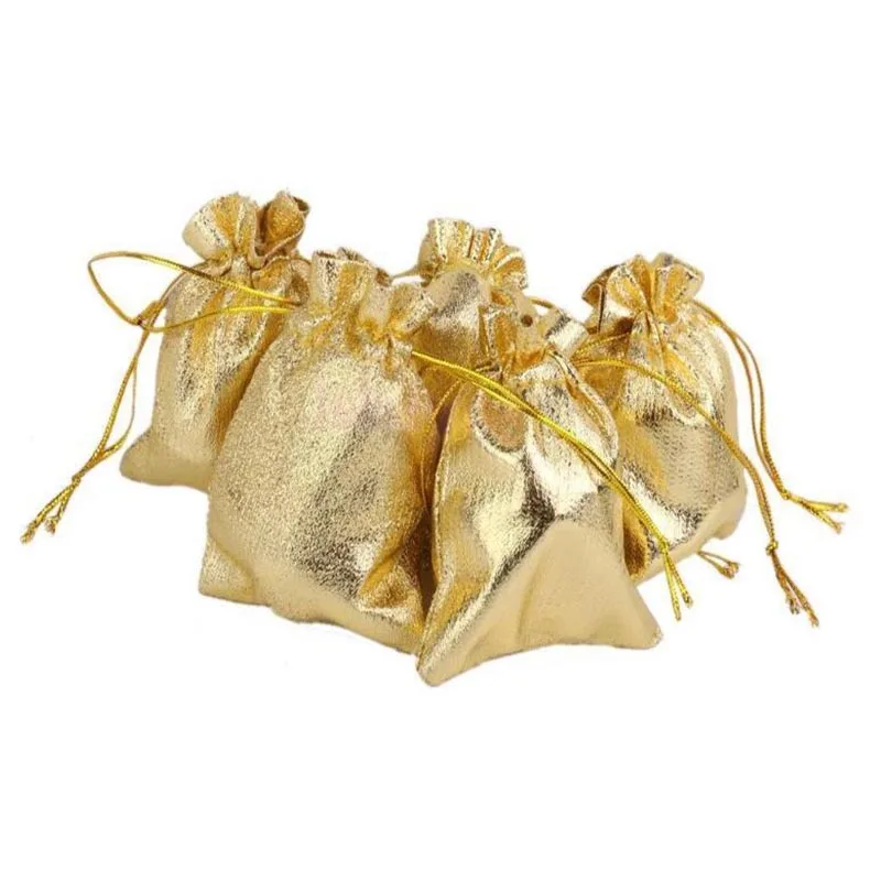 10x15cm Jewelry Packaging Bag Wedding Favor Pouches Drawstring Gift Bags Gold Silver Metallic Organza Pouch