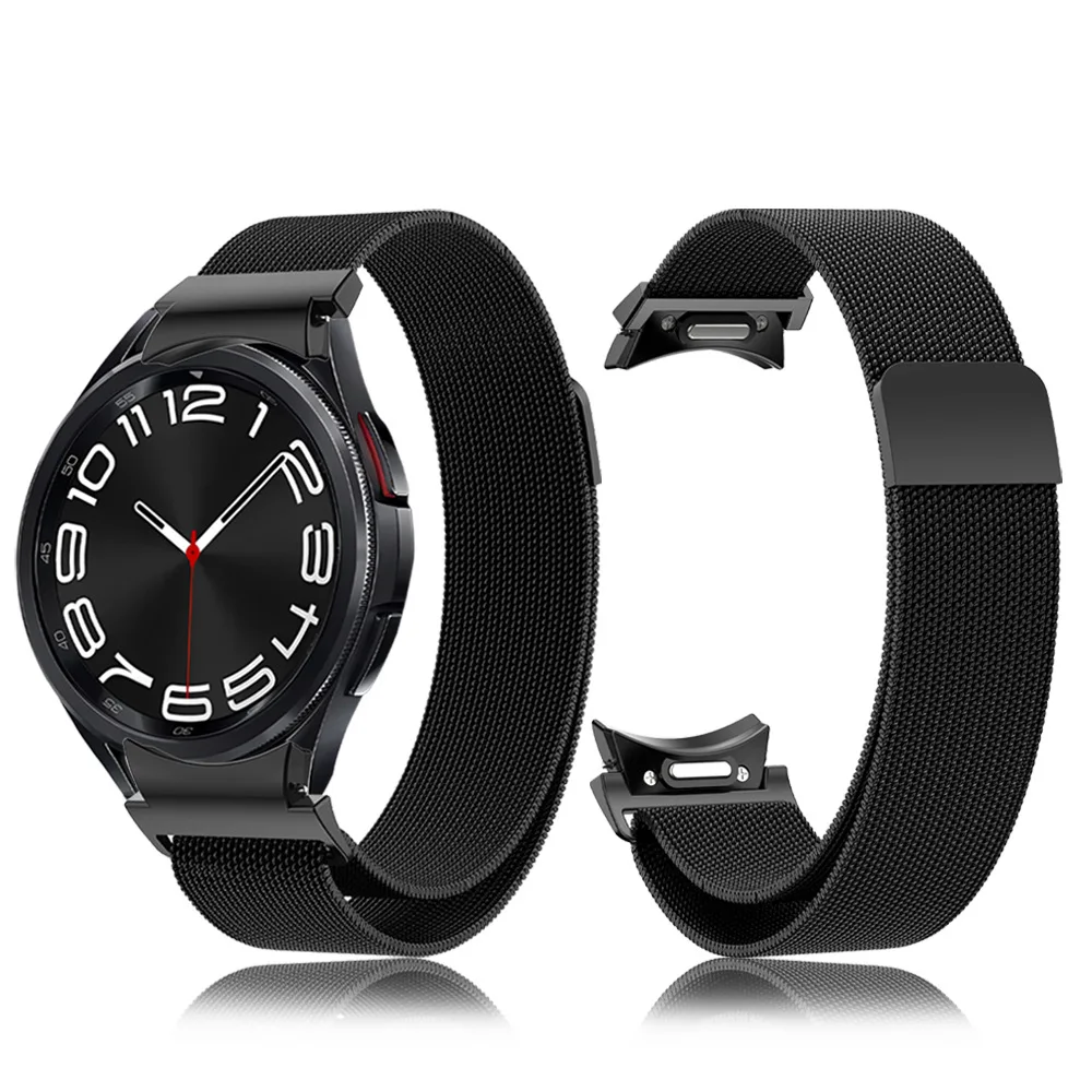 Luxury 20mm Official Connector Metal Milanese Watch Loop Strap For Samsung Galaxy Watch 4 5 6 Band Bracelet 40mm 44mm Strap Gold