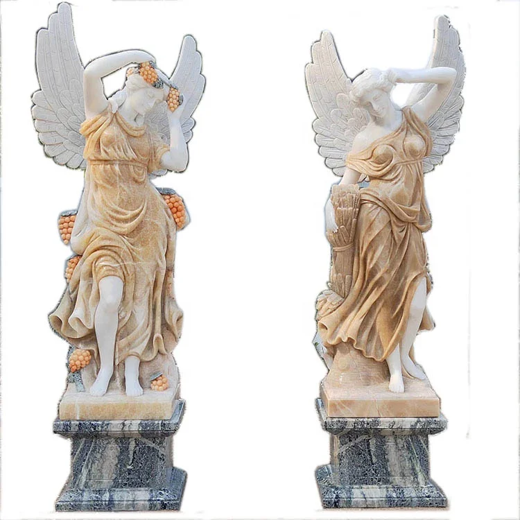 Factory Supply Outdoor Natural Stone Marble Four Seasons Angel Statues