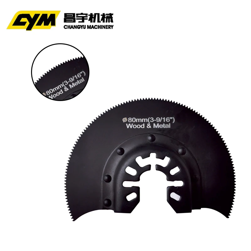 80mm Multi function oscillating tool half round semi circle segment Bi metal saw blade for wood and metal