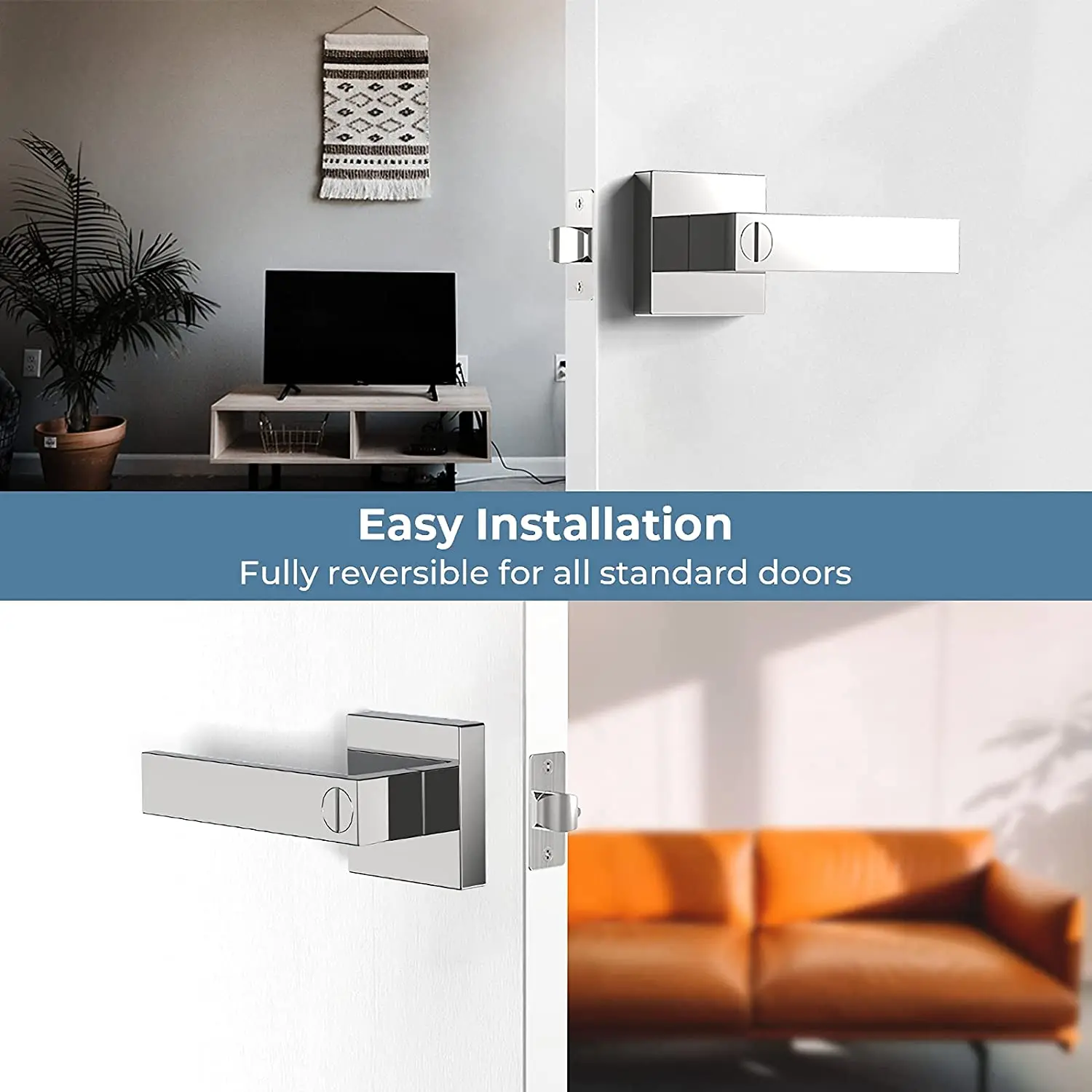 Modern Style Design Shape Door Lock Privacy Lock Bathroom Office Door Lever With Adjustable Latch
