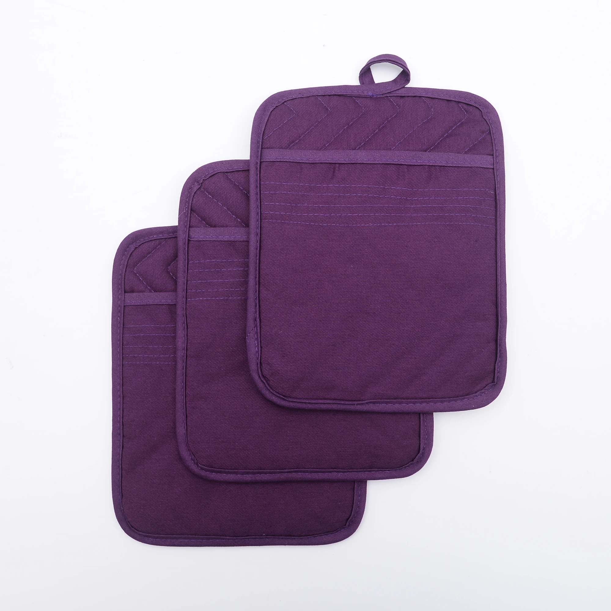 Purple color 100% cotton  Pot Holder with pocket