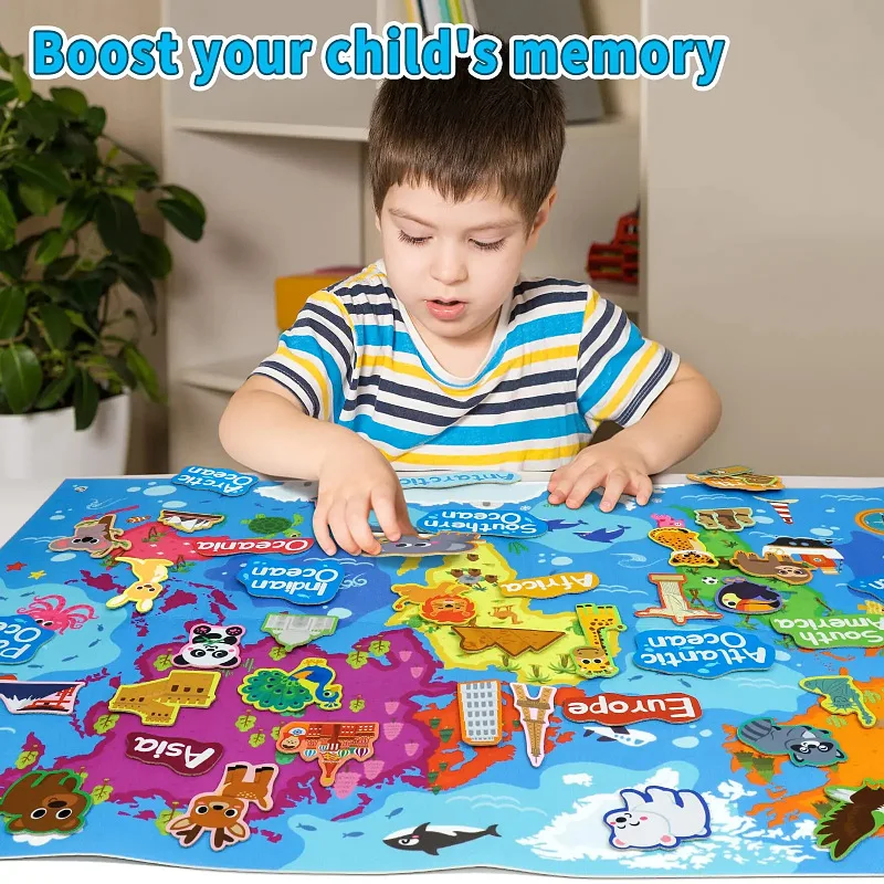 2024 Kids Educational Education 3D Felt Story Board New Arrival Toddler Montessori World Animal Cartoon Busy Board
