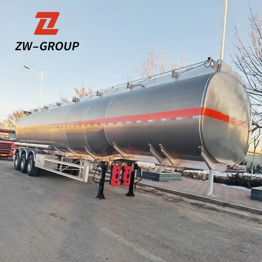 ZW Group 3 Compartments 45000 Liters Aluminum Tanker Trailer fuel petrol water palm oil tank semi trailer for Sale