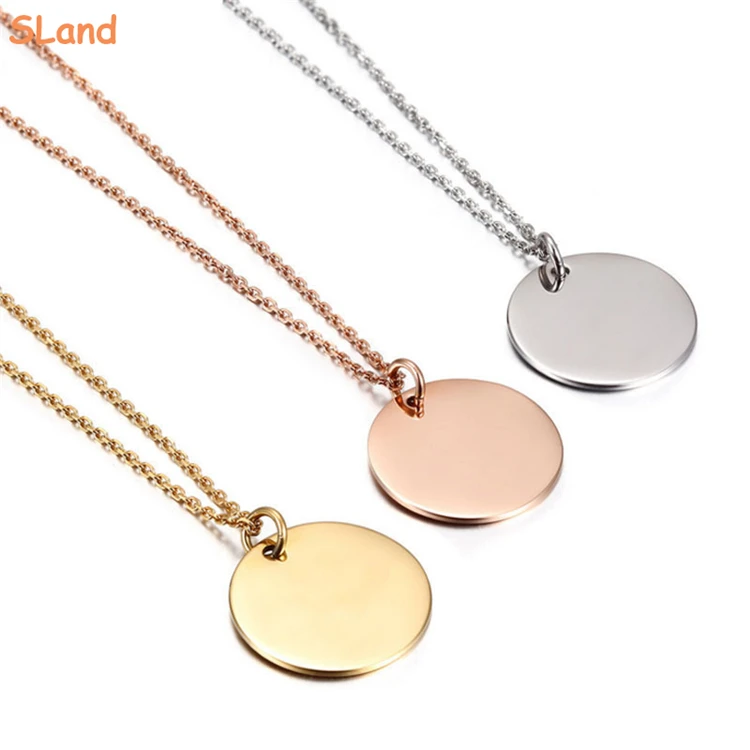 SLand Jewelry Manufacturer Wholesale dainty Gold plated 316L Stainless Steel Horizontal Bar Necklace engravable name Gift